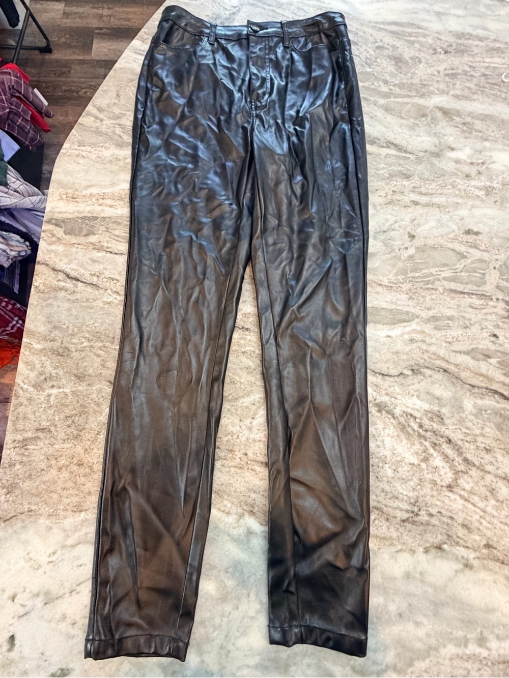 Missguided Petite Black Faux Leather Pants US 4 petite High Rise Vegan Leather